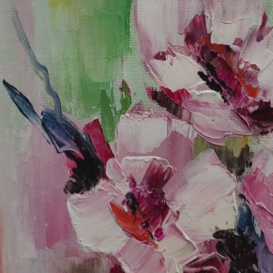 Floral Oil Painting Impasto Art Textured Canvas Art Flower Wall Decor Modern Floral Painting Colorful Flower Art Contemporary Art Vibrant Oil Painting Original Artwork Handmade Painting Home Decor Living Room Art Bedroom Decor Unique Flower Art Thick Paint Texture Botanical Art Artistic Wall Hanging Abstract Floral Painting