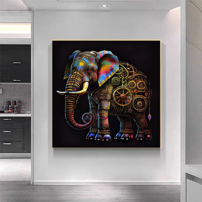 Mechanical Elephant / Stretched Printed Canvas / Unique Wall Art Print