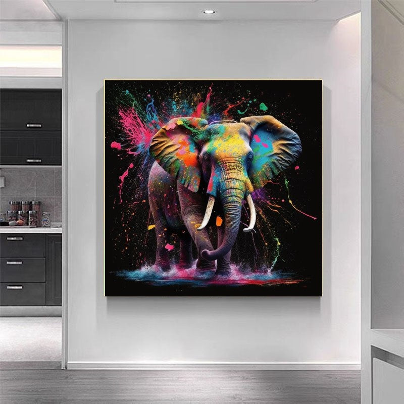 Colorful Elephant - Stretched Printed Canvas - Unique Wall Art Print {{ shop_name }}Prints Abstract Elephant animal painting animal pictures canvas print canvas wall art colorful wall art Elephant Art elephant painting elephant pop art giclée prints graffiti art print graffiti canvas graffiti canvas art graffiti elephant art graffiti elephant print large canvas print modern art print pop art print print on canvas ready to hang canvas street art on canvas stretched canvas art wall art prints