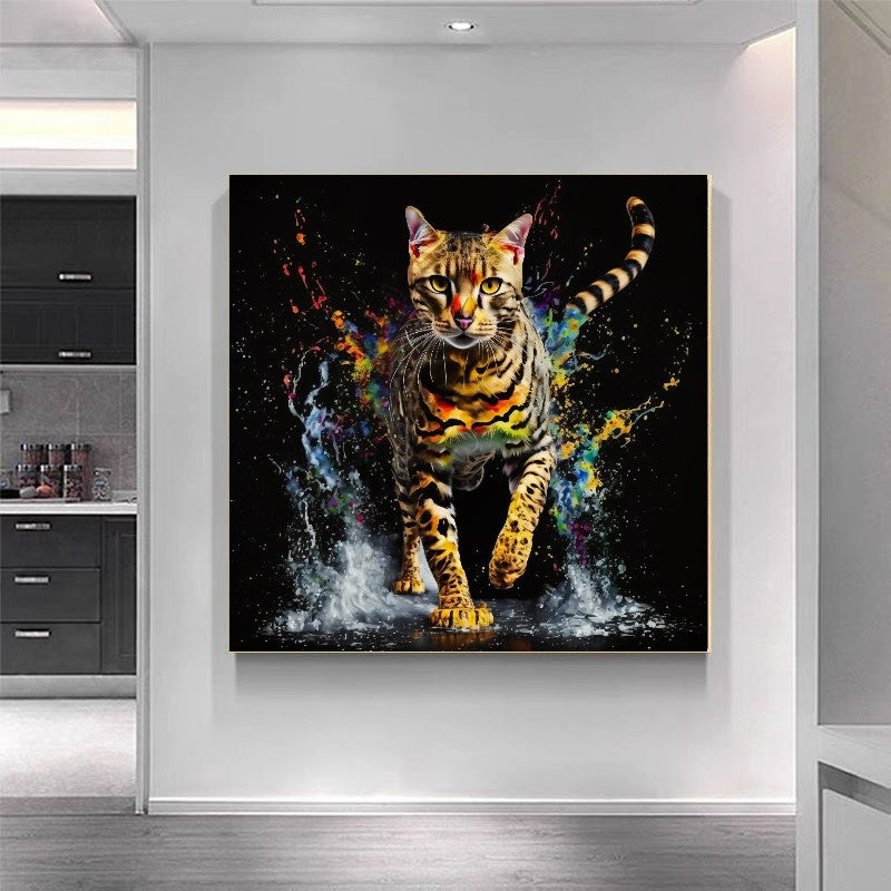 Bengal Cat / Stretched Printed Canvas / Unique Wall Art Print