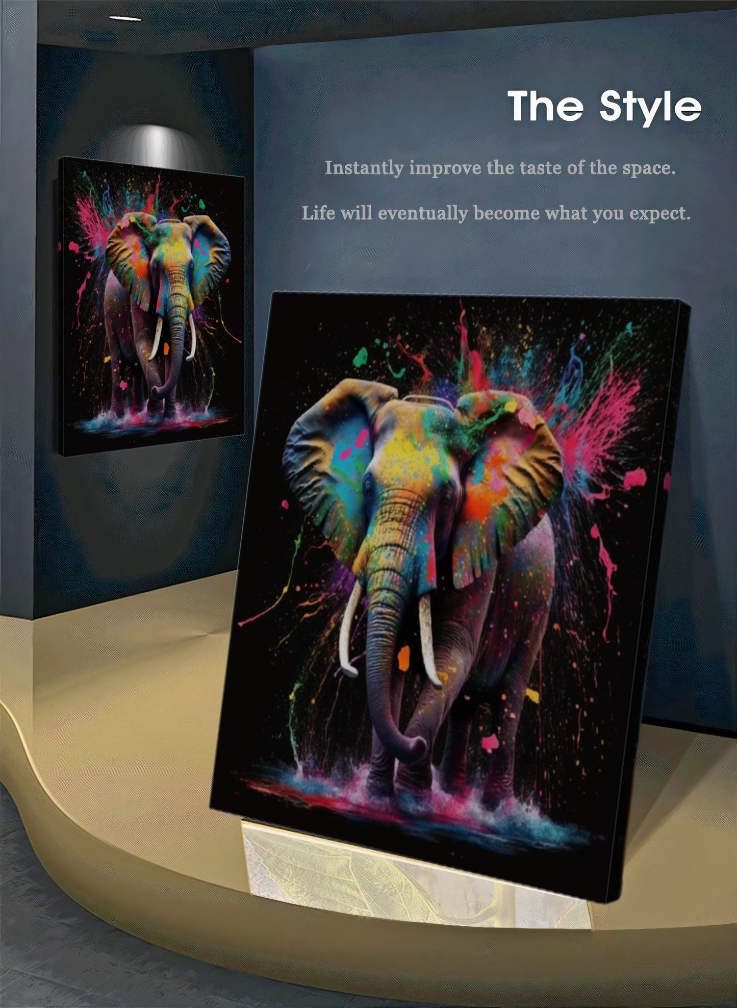 Colorful Elephant - Stretched Printed Canvas - Unique Wall Art Print {{ shop_name }}Prints Abstract Elephant animal painting animal pictures canvas print canvas wall art colorful wall art Elephant Art elephant painting elephant pop art giclée prints graffiti art print graffiti canvas graffiti canvas art graffiti elephant art graffiti elephant print large canvas print modern art print pop art print print on canvas ready to hang canvas street art on canvas stretched canvas art wall art prints