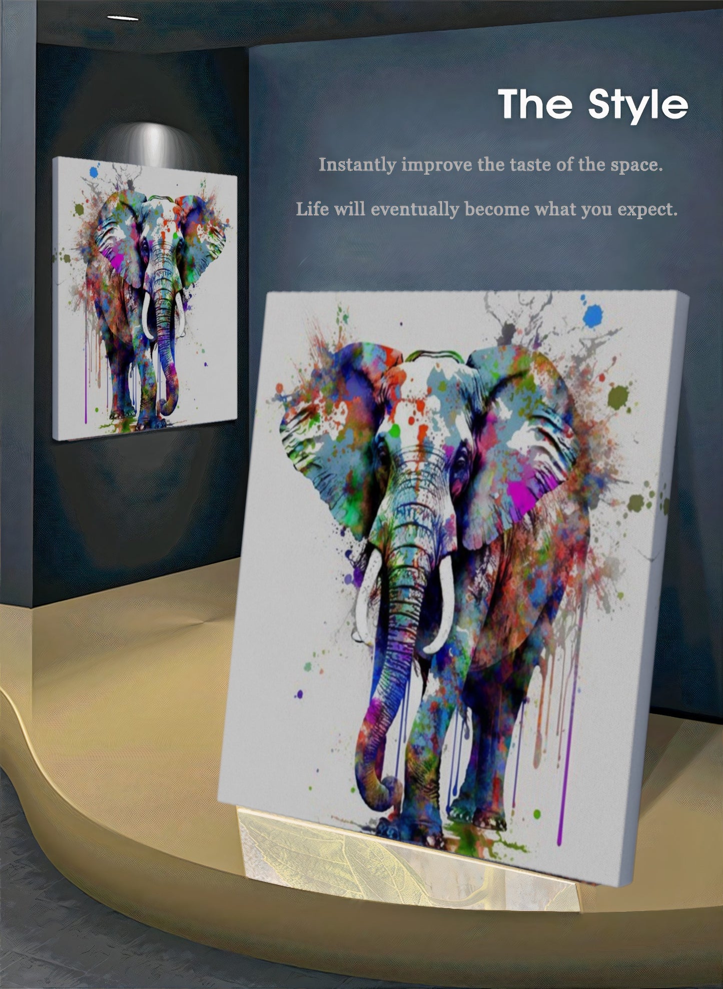 Colorful Abstract Elephant - Stretched Printed Canvas - Modern Wall Art Print {{ shop_name }}Prints Abstract Elephant animal painting animal pictures canvas print canvas wall art colorful wall art Elephant Art elephant painting elephant pop art giclée prints graffiti art print graffiti canvas graffiti canvas art graffiti elephant art graffiti elephant print large canvas print modern art print print on canvas ready to hang canvas stretched canvas art wall art prints