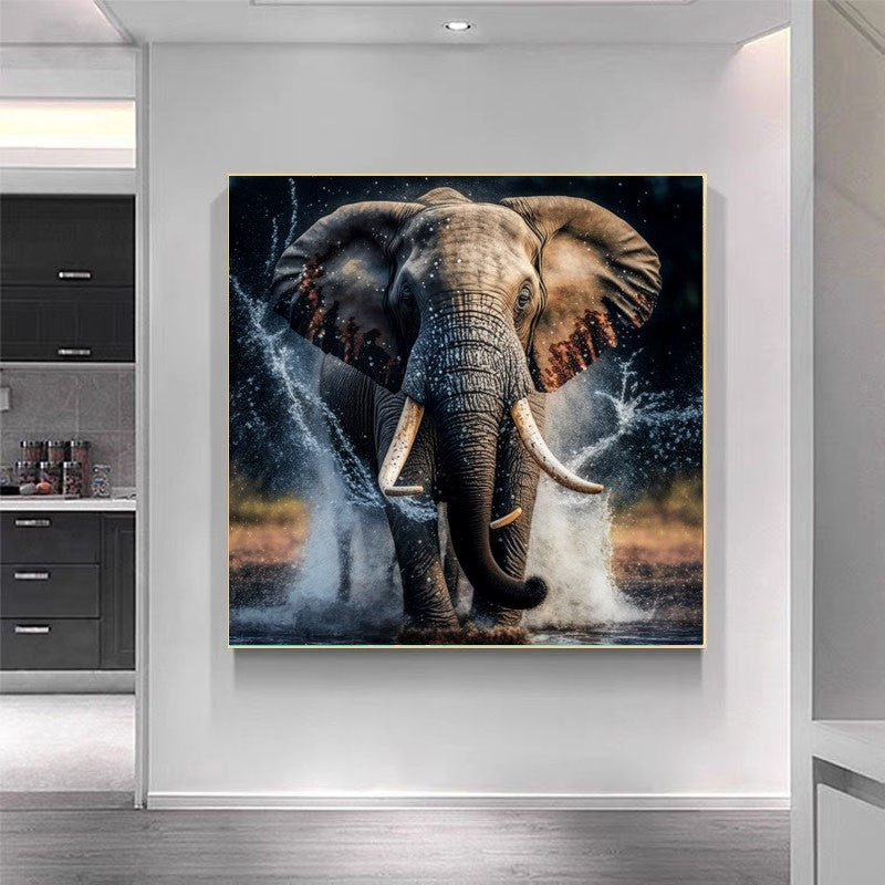 Elephant in water, Stretched Printed Canvas, Unique Wall Art Print {{ shop_name }}Prints animal pictures Animal Print Bright Home Decor canvas print canvas wall art colorful wall art Elephant Art elephant painting elephant photo art elephant pop art giclée prints Gift for Animal Lovers large canvas print Modern Art modern art print print on canvas ready to hang canvas stretched canvas art Vibrant Wall Art wall art prints Wildlife Decor