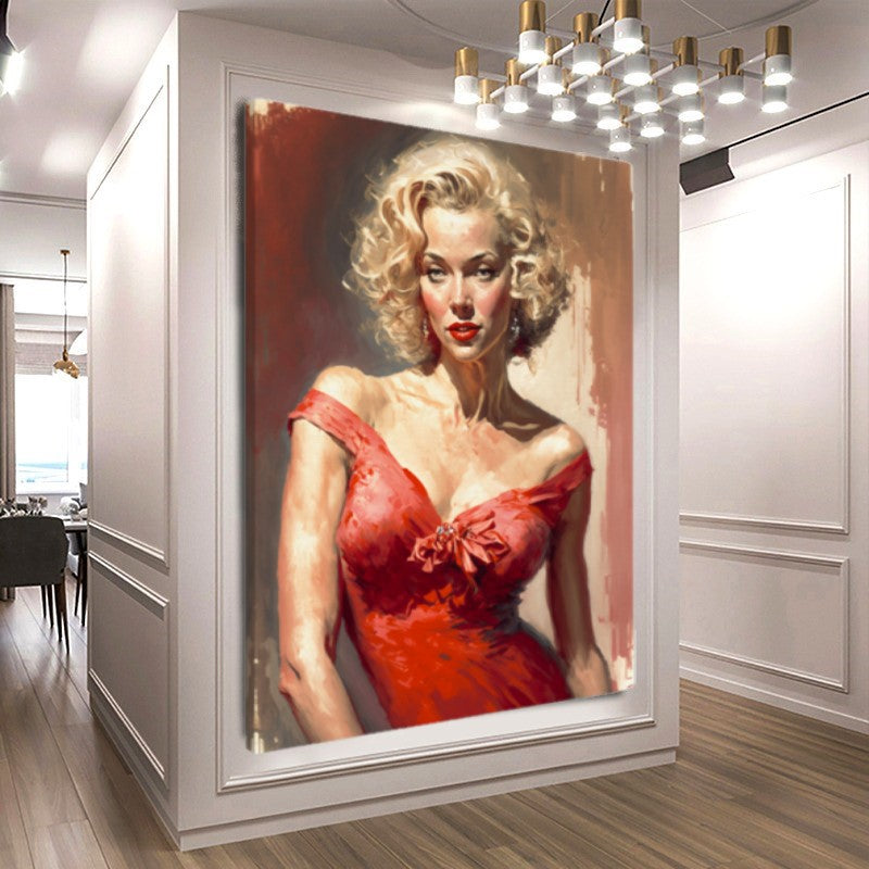 Marilyn Monroe - Iconic Pop Art Canvas Print, Large Stretched Printed Canvas, Modern Wall Art Print Actors Painting art print canvas print canvas wall art celebrity art classic beauty famous actors painting giclée prints glamorous decor Hollywood icon large canvas print love and frendship Merilyn Monroe painting Modern Wall Art Print movie star peoples painting pop art pop art print portrait art print on canvas ready to hang canvas red dress stretched canvas art vintage glamour wall art prints BETSY Prints