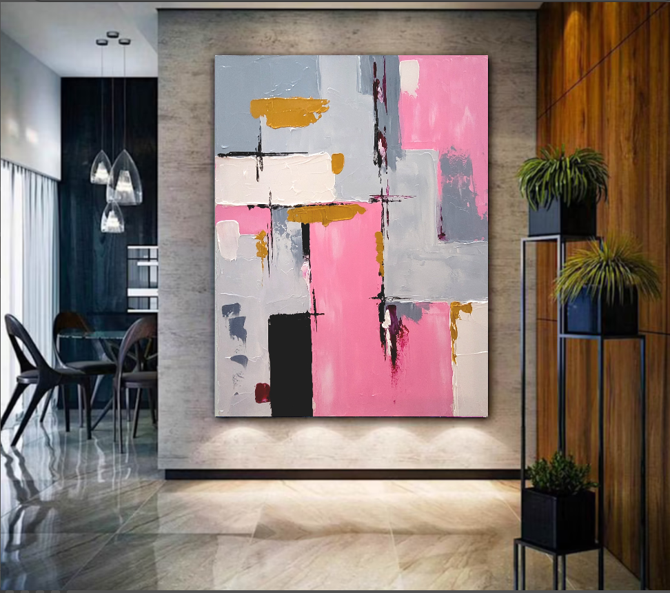 Modern Abstract Impasto Oil Painting on Canvas, Colorful Textured Wall Art for living room