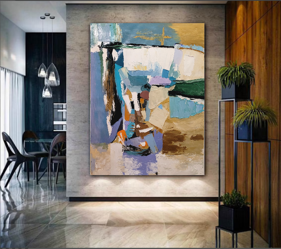 LARGE Modern Abstract Impasto Oil Painting on Canvas, Textured Art, Contemporary Wall Art