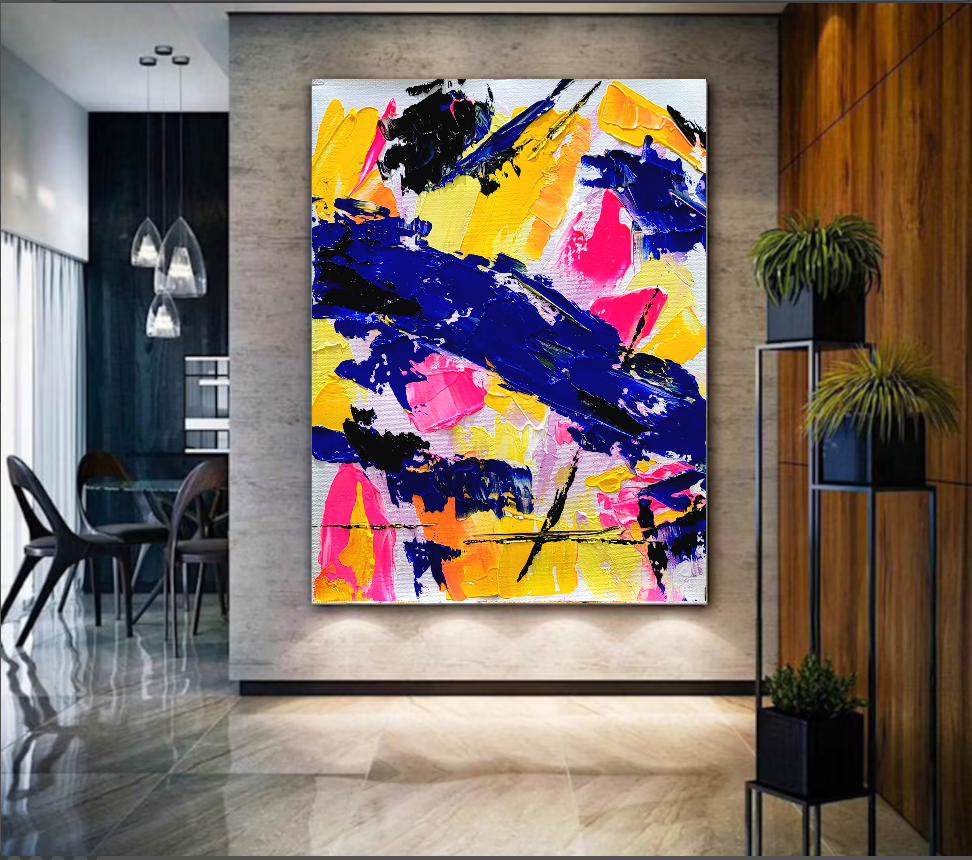 Electric Fusion - Large Abstract Paintings for living room, Impasto Oil Painting on Canvas, Colorful Modern Wall Art, Unique Painting