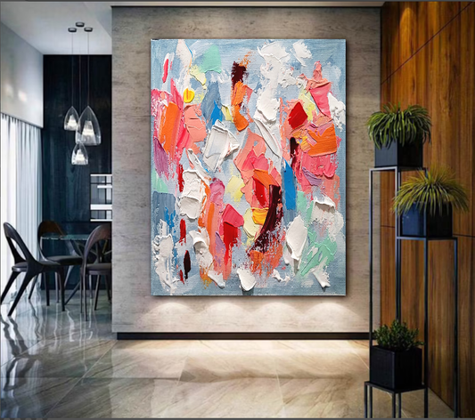 Colorful Chaos - Modern Abstract Impasto Acrylic Painting on Canvas, Vibrant Color Textured Wall Art