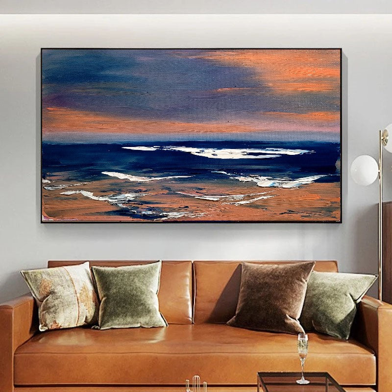 LARGE Abstract Seascape Impasto Oil Painting on Canvas, Modern Wall Art for Living room