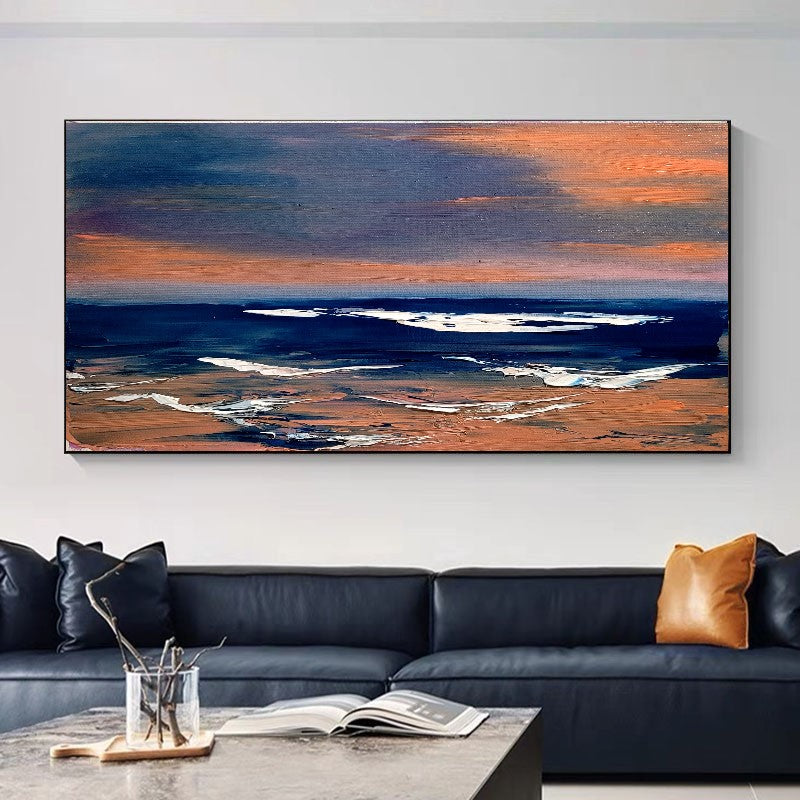 LARGE Abstract Seascape Impasto Oil Painting on Canvas, Modern Wall Art for Living room