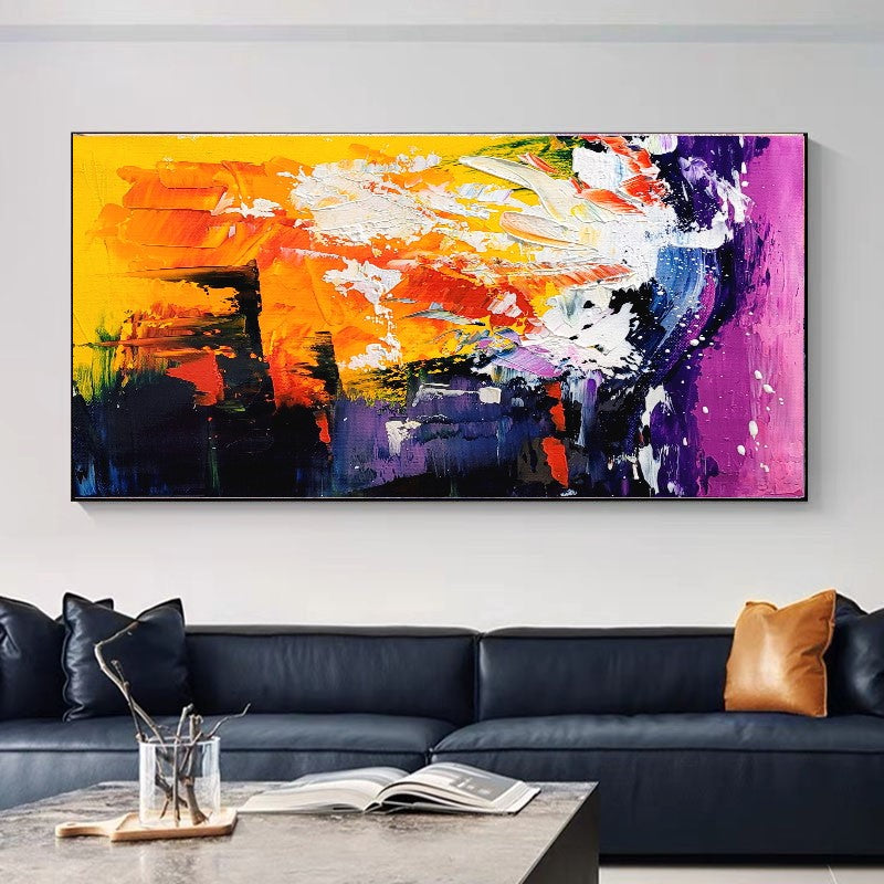 Radiant Explosion - Large Modern Abstract Impasto Acrylic Painting on Canvas, Colorful Textured Wall Art