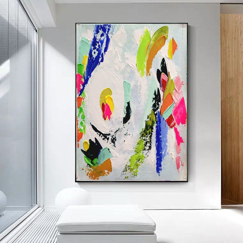 Large Abstract Paintings for living room, Impasto Oil Painting on Canvas, Colorful Modern Wall Art, Unique Painting