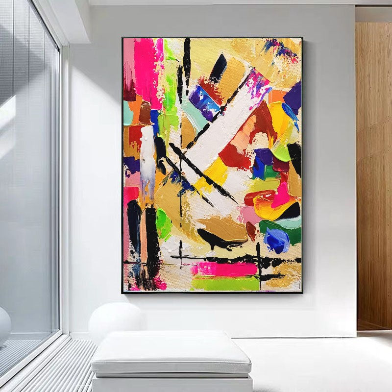 Large Abstract Paintings for living room, Impasto Oil Painting on Canvas, Colorful Modern Wall Art, Unique Painting