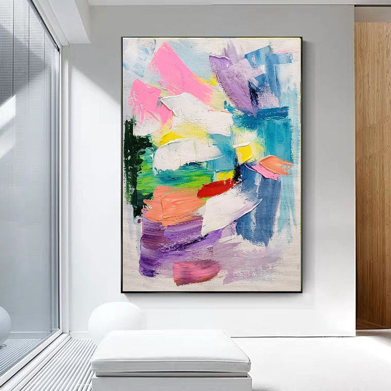 LARGE Pastel Colors Art, Abstract Impasto Oil Painting on Canvas, Modern Wall Art for Living room