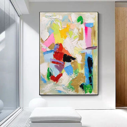 LARGE Abstract Impasto Oil Painting on Canvas, Vibrant Modern Wall Art for Living room