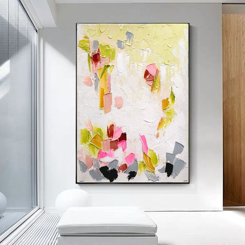 Modern Abstract Impasto Oil Painting on Canvas, Floral Art, Unique Handmade Art for Living room