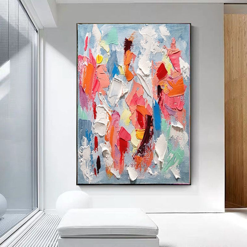 Colorful Chaos - Modern Abstract Impasto Acrylic Painting on Canvas, Vibrant Color Textured Wall Art