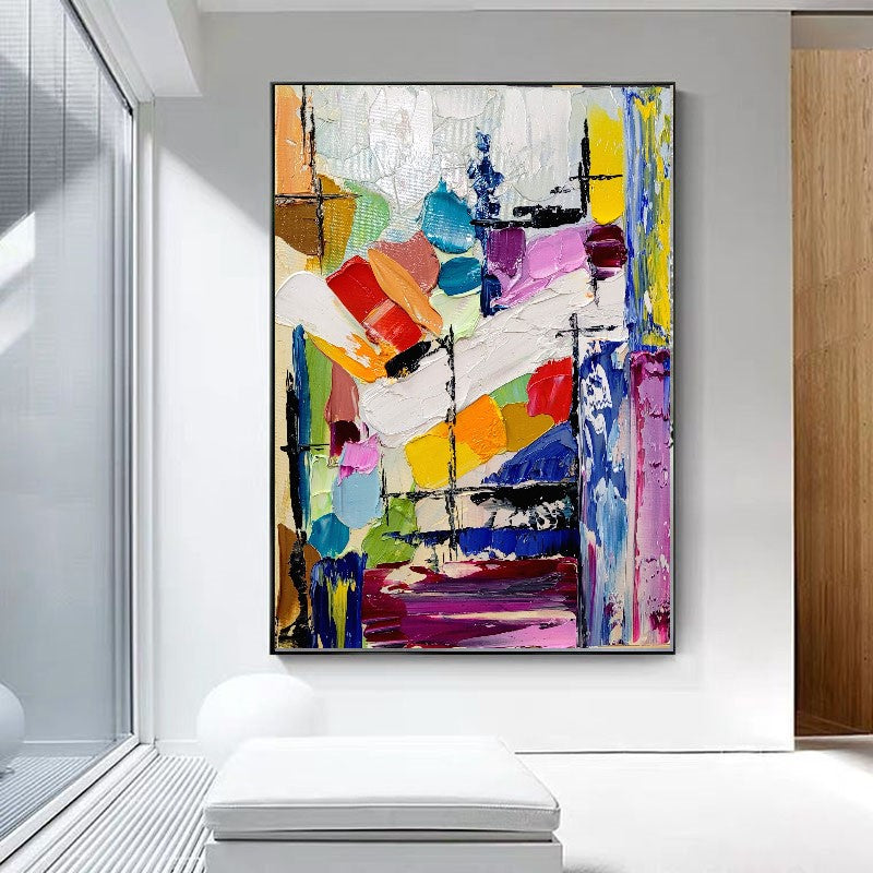 Large Abstract Paintings for living room, Impasto Oil Painting on Canvas, Colorful Modern Wall Art, Unique Painting