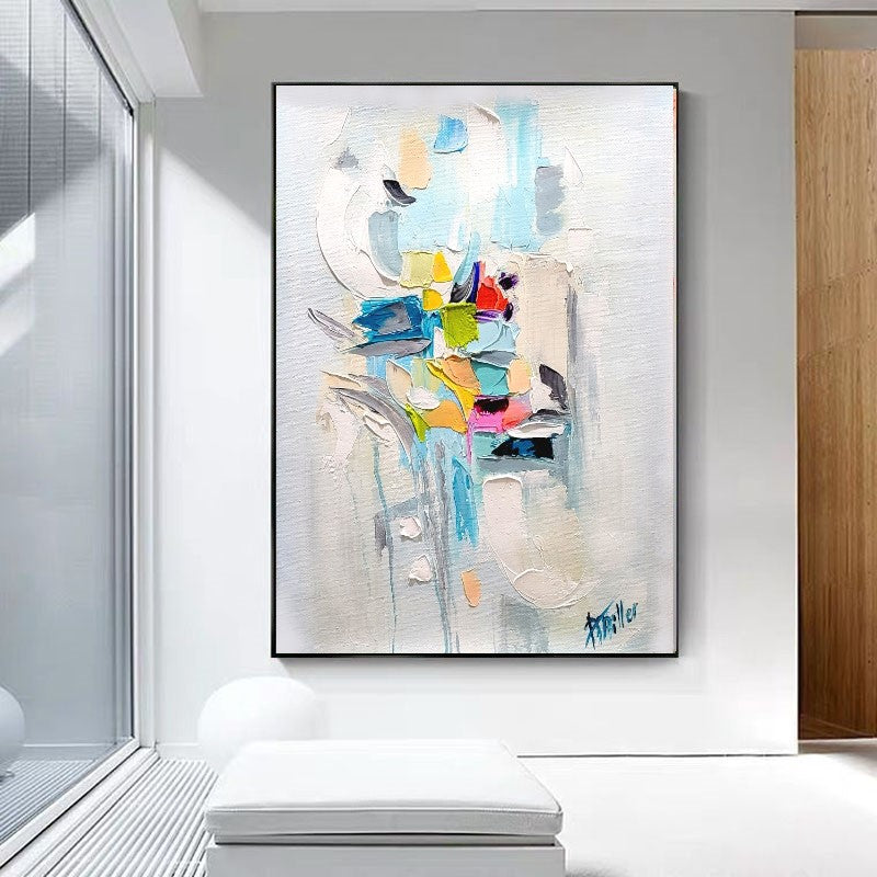 Abstract Paintings for living room, Impasto Oil Painting on Canvas, Modern Wall Art, Unique Painting