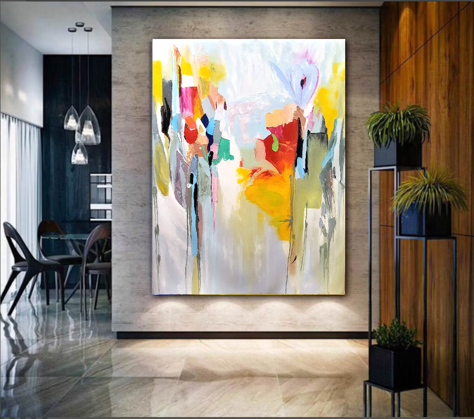 Abstract Paintings for living room, Impasto Oil Painting on Canvas, Modern Wall Art, Unique Painting