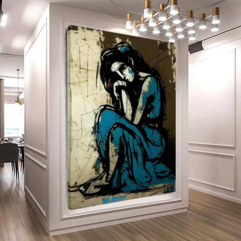 Large Stretched Printed Canvas - Sad Woman - Painting by Picasso - Abstract Modern Wall Art Print