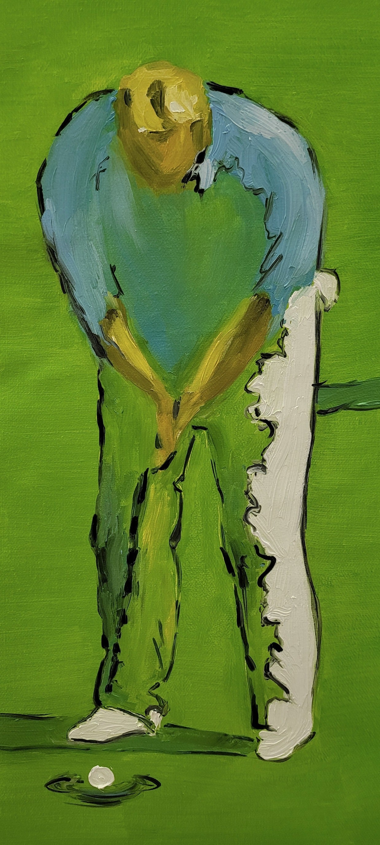 LARGE Modern Abstract Golf Painting on Canvas, Green Painting, Golf Man Art, Modern Interior Design, Sports Art for Office