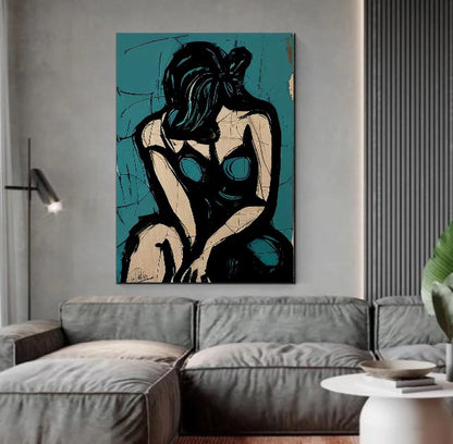 Abstract Sad Woman, Picasso Art - Large Modern Wall Art Print on Canvas {{ shop_name }}Prints abstract peoples abstract woman art collection black and blue canvas print canvas wall art digital print female figure geometric design giclée prints large canvas print love and frendship minimalist art modern interiors movie painting nude figure peoples painting picasso painting pop art print portrait art print on canvas ready to hang canvas sophisticated decor stretched canvas art wall art prints