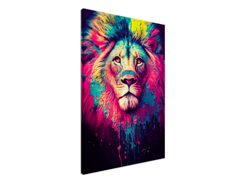 Colorful Lion Canvas Print - Large Print on Canvas, Modern Animal Art Print {{ shop_name }}Prints Abstract art work abstract lion Animal Print animals pictures Bright Home Decor canvas print canvas wall art colorful lion colorful wall art giclée prints Gift for Animal Lovers Graffiti Lion Print large canvas print large wall art lion painting Lion Wall Decor Modern Art Pop Art Lion print on canvas ready to hang canvas stretched canvas art Vibrant Lion Art Vibrant Wall Art wall art prints Wildlife Decor