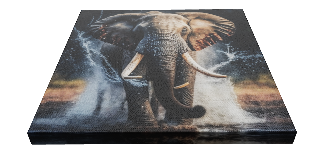 Elephant in water, Stretched Printed Canvas, Unique Wall Art Print {{ shop_name }}Prints animal pictures Animal Print Bright Home Decor canvas print canvas wall art colorful wall art Elephant Art elephant painting elephant photo art elephant pop art giclée prints Gift for Animal Lovers large canvas print Modern Art modern art print print on canvas ready to hang canvas stretched canvas art Vibrant Wall Art wall art prints Wildlife Decor