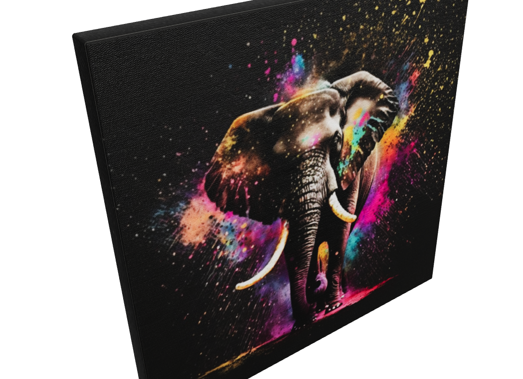 Vivod Colorful Elephant - Stretched Printed Canvas - Unique Wall Art Print