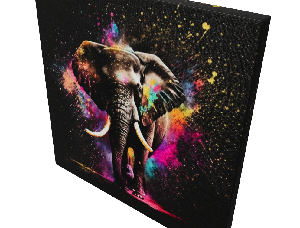 Vivod Colorful Elephant - Stretched Printed Canvas - Unique Wall Art Print