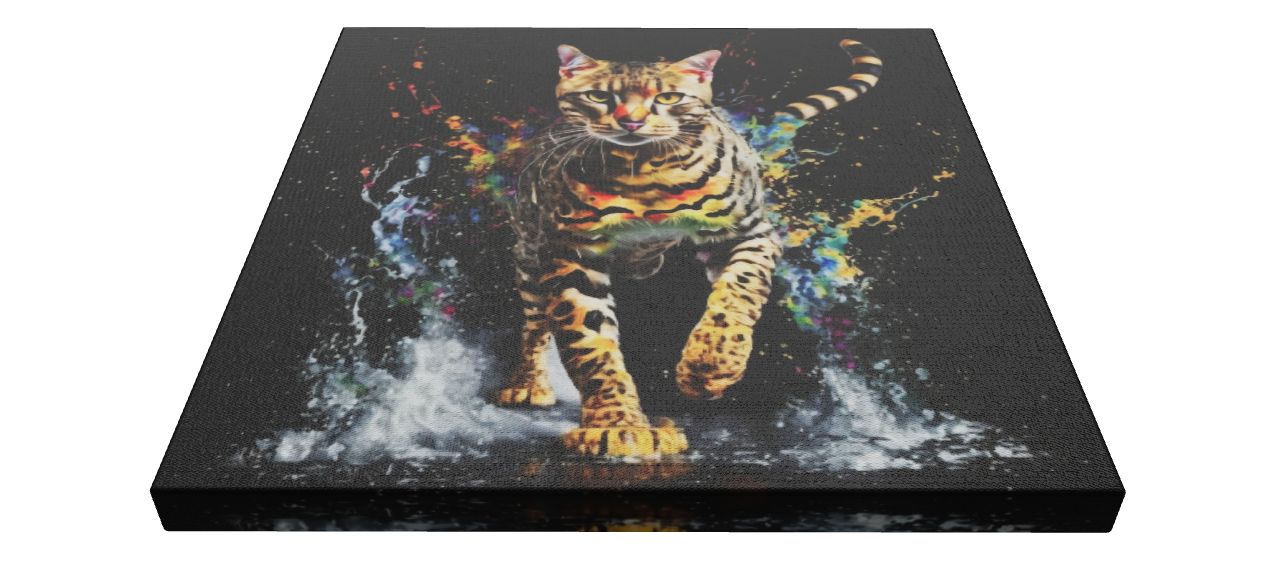 Bengal Cat / Stretched Printed Canvas / Unique Wall Art Print