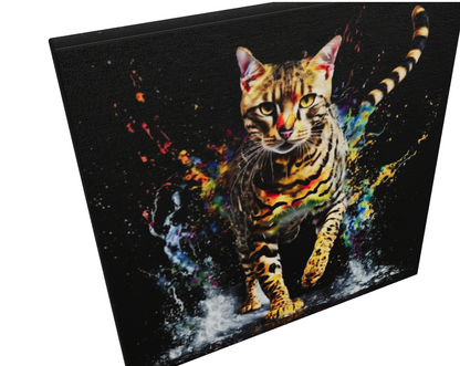 Bengal Cat / Stretched Printed Canvas / Unique Wall Art Print