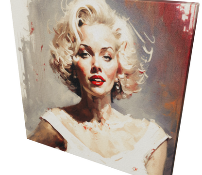 Marilyn Monroe in white dress / Large Stretched Printed Canvas / Modern Wall Art Print