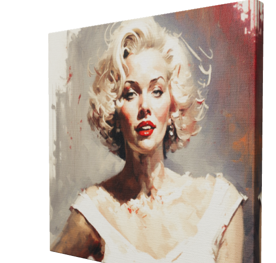 Marilyn Monroe in white dress / Large Stretched Printed Canvas / Modern Wall Art Print