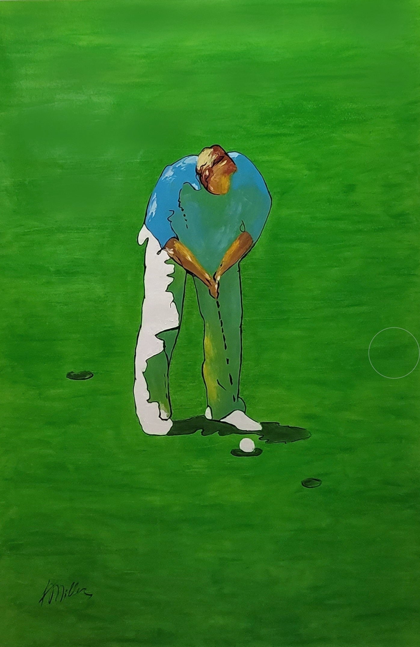 LARGE Modern Abstract Golf Painting on Canvas, Green Painting, Golf Man Art, Modern Interior Design, Sports Art for Office