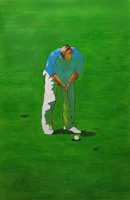 LARGE Modern Abstract Golf Painting on Canvas, Green Painting, Golf Man Art, Modern Interior Design, Sports Art for Office