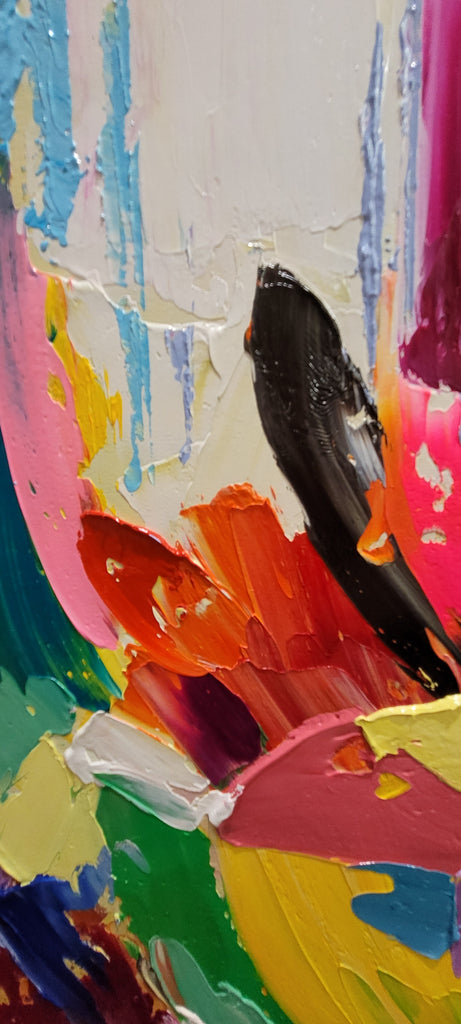 Vibrant Abstract Flower Impasto Oil Painting on Canvas – Large – Oil on Canvas – {{ product.title }} canvas artwork by Tanya Mirelle – modern wall decor – original artwork for home, living room, office, or gallery – original artwork by BETSY-ART GALLERY