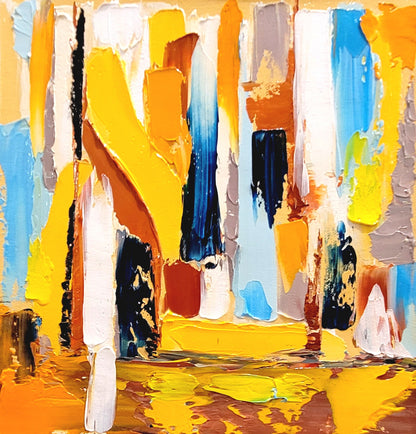 Modern Abstract Art, Vibrant Impasto Oil Painting on Canvas, Yellow Art, Handmade Art qork for Living room