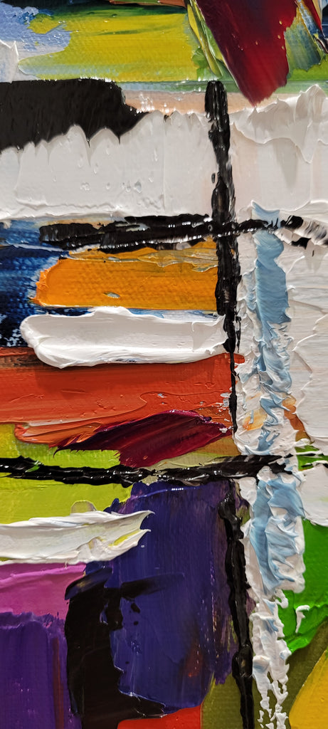 Urban Kaleidoscope - Modern Abstract Impasto Oil Painting on Canvas – Large – Oil on Canvas – {{ product.title }} canvas artwork by Tanya Mirelle – modern wall decor – original artwork for home, living room, office, or gallery – original artwork by BETSY-ART GALLERY