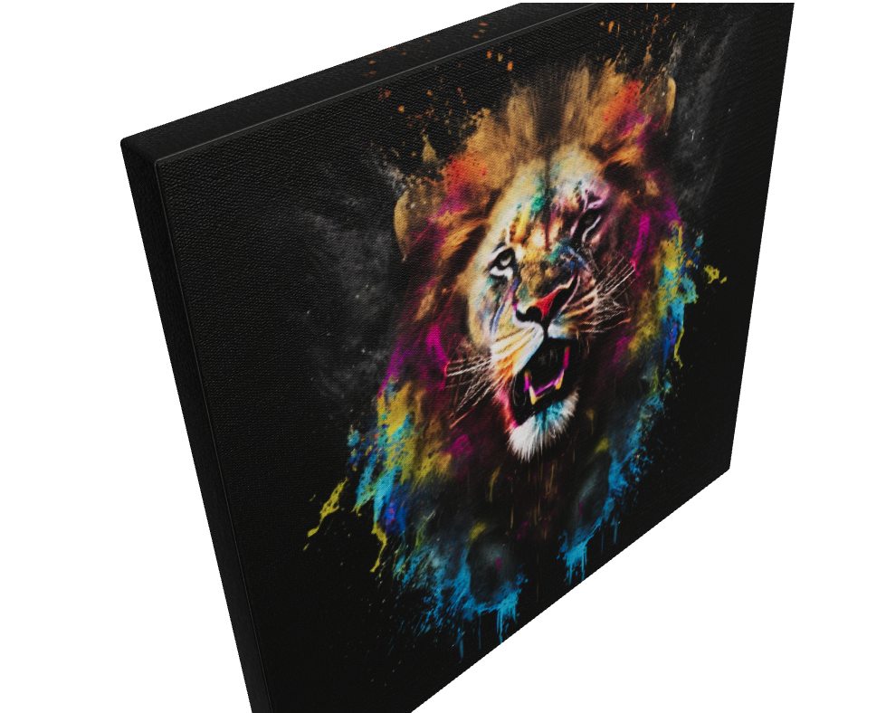 Graffti Colorful Lion - Stretched Printed Canvas - Unique Wall Art Print