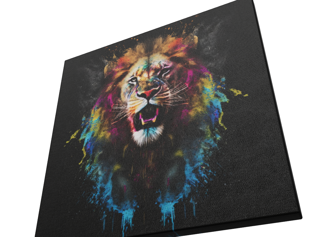 Graffti Colorful Lion - Stretched Printed Canvas - Unique Wall Art Print