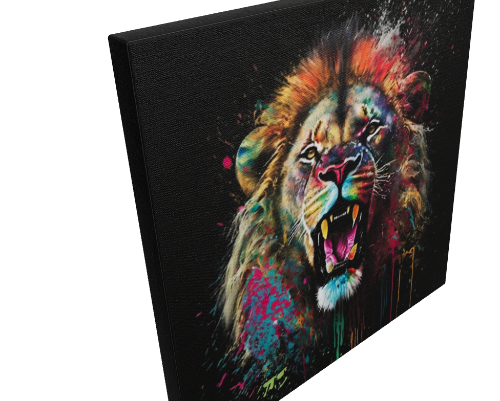Bold Color Abstract Lion Canvas - Modern Wall Art Print – Large – Oil on Canvas – {{ product.title }} canvas artwork by Tanya Mirelle – modern wall decor – original artwork for home, living room, office, or gallery – original artwork by BETSY-ART GALLERY