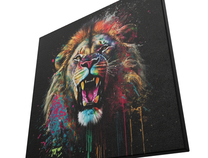 Bold Color Abstract Lion - Stretched Printed Canvas -Modern Wall Art Print