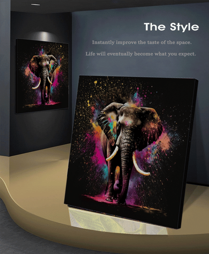 Vivod Colorful Elephant - Stretched Printed Canvas - Unique Wall Art Print