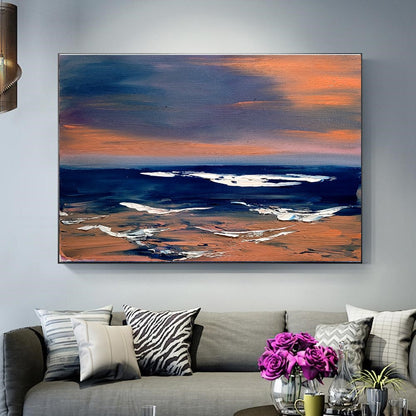 LARGE Abstract Seascape Impasto Oil Painting on Canvas, Modern Wall Art for Living room