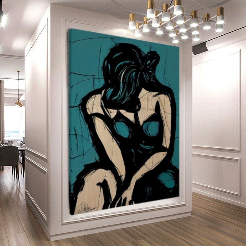 Abstract Sad Woman, Picasso Art - Large Modern Wall Art Print on Canvas {{ shop_name }}Prints abstract peoples abstract woman art collection black and blue canvas print canvas wall art digital print female figure geometric design giclée prints large canvas print love and frendship minimalist art modern interiors movie painting nude figure peoples painting picasso painting pop art print portrait art print on canvas ready to hang canvas sophisticated decor stretched canvas art wall art prints