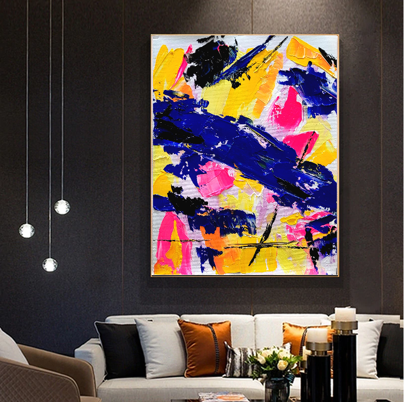 Electric Fusion - Large Abstract Paintings for living room, Impasto Oil Painting on Canvas, Colorful Modern Wall Art, Unique Painting