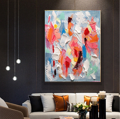 Colorful Chaos - Modern Abstract Impasto Acrylic Painting on Canvas, Vibrant Color Textured Wall Art