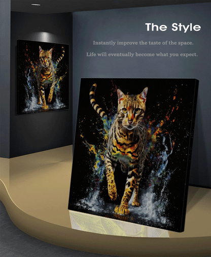 Bengal Cat / Stretched Printed Canvas / Unique Wall Art Print